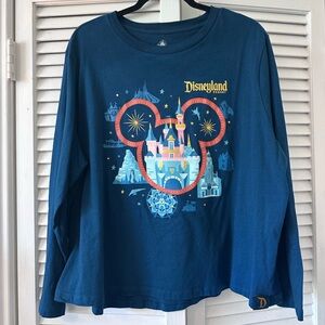 Disneyland Resort Disney Parks Size 2X Long Sleeve Aqua Tee Icons